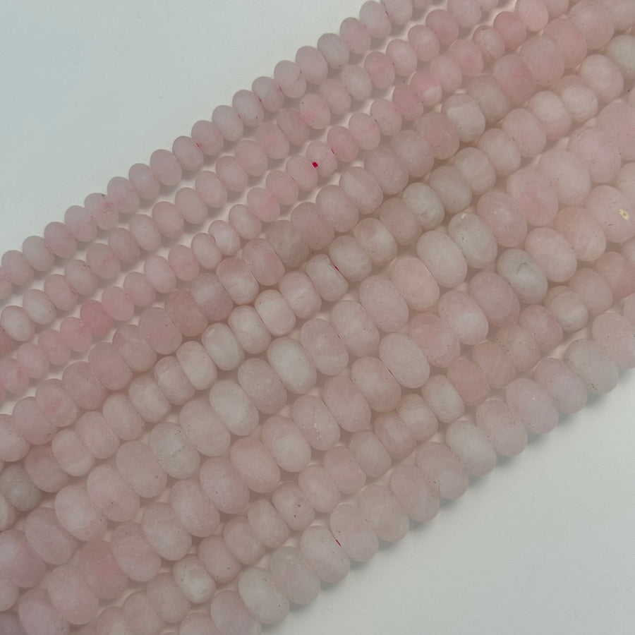 Rose Quartz Frosted Rondelle Beads image 0
