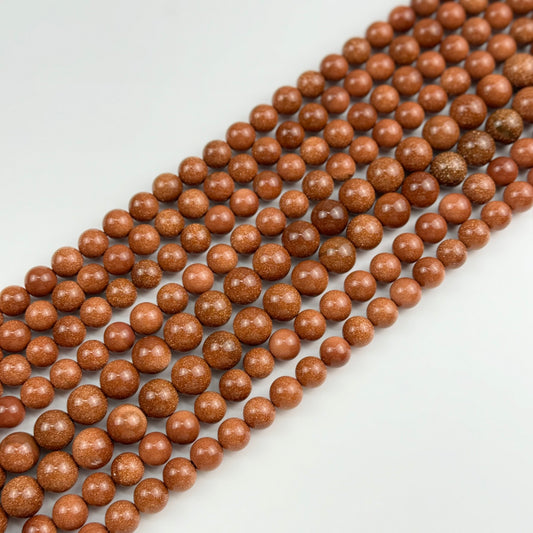 Gold Sandstone Polished  Round Beads