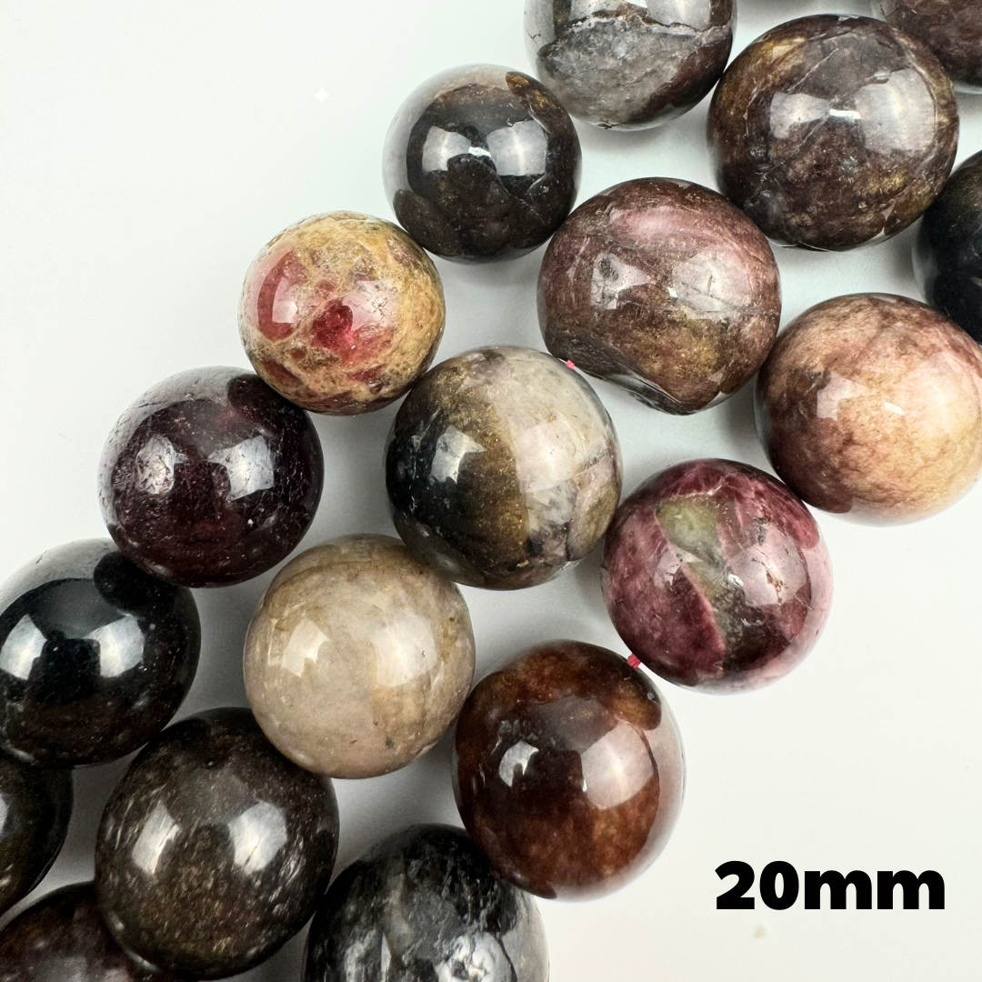 Multi-Coloured Tourmaline Polished Round Beads image 2