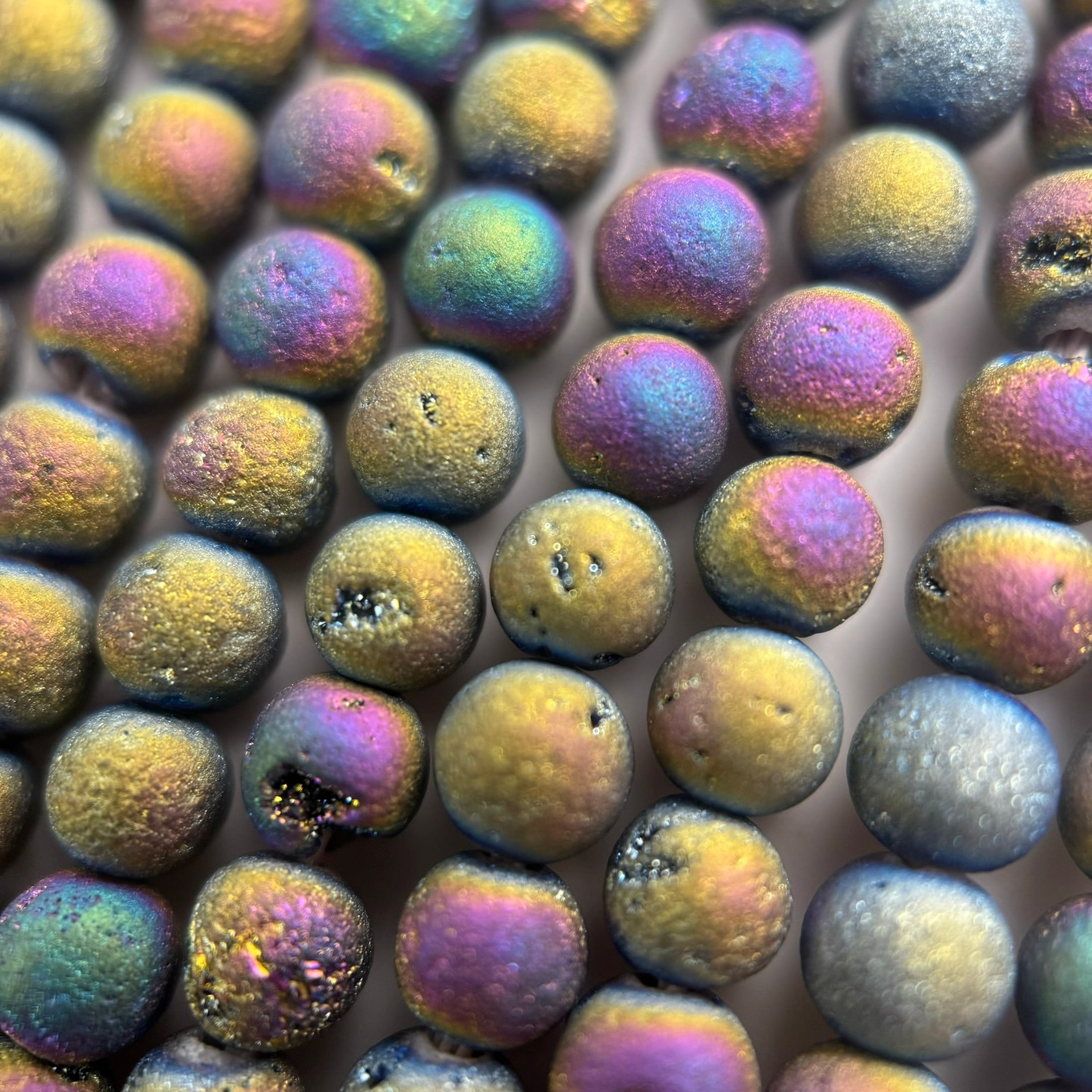 Rainbow Titanium Plated Aura Druzy Quartz Beads image 4
