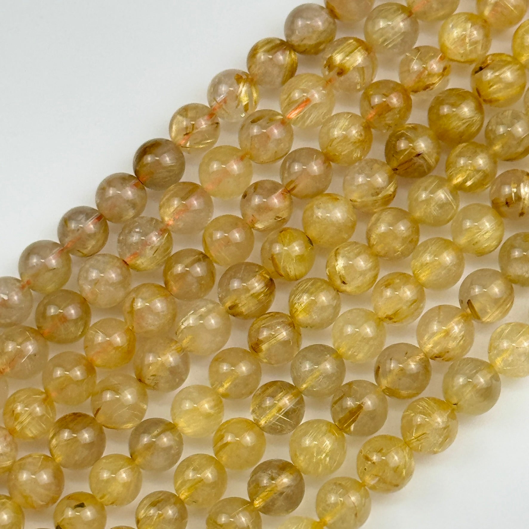 Golden Rutilated Quartz AAA Polished 8mm Round Beads image 0
