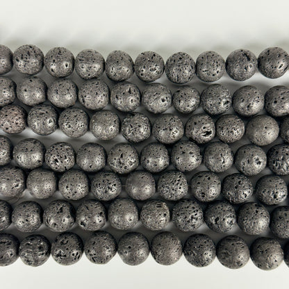 Black Lava Stones Waxed  Round Beads image 2