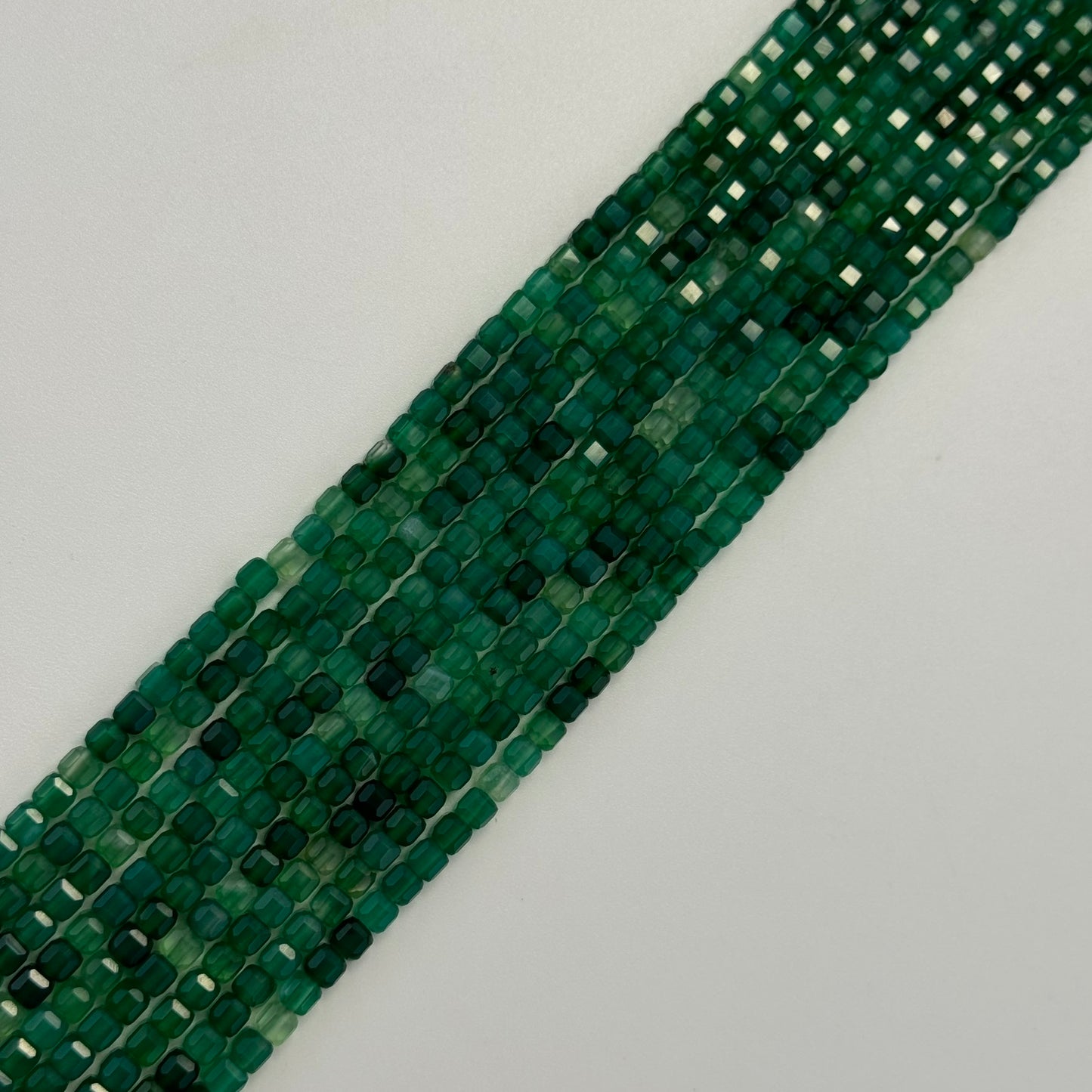 Green Dyed Chalcedony Square Beads image 3