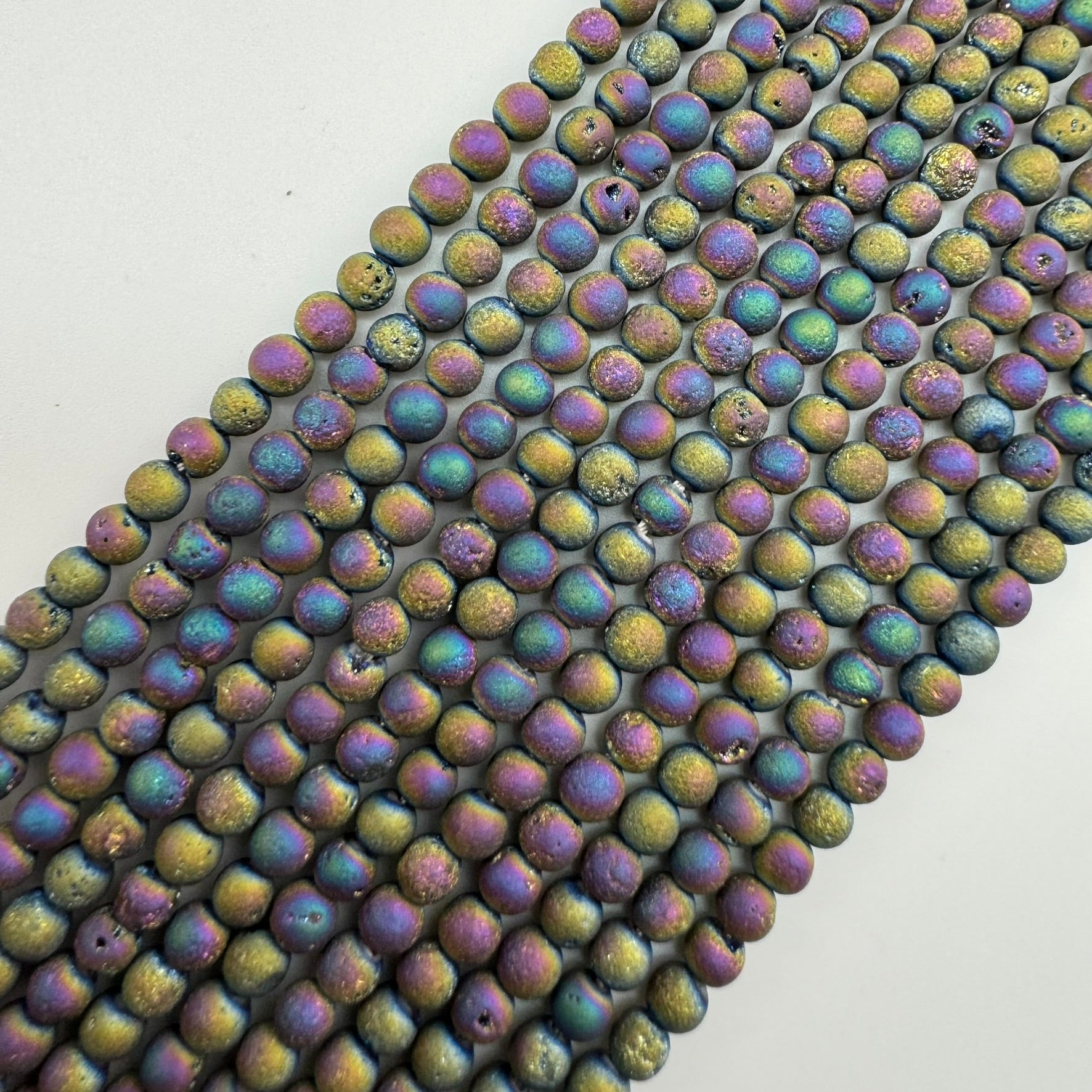Rainbow Titanium Plated Aura Druzy Quartz Beads image 0