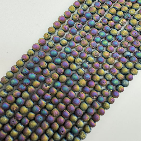 Rainbow Titanium Plated Aura Druzy Quartz Beads image 0