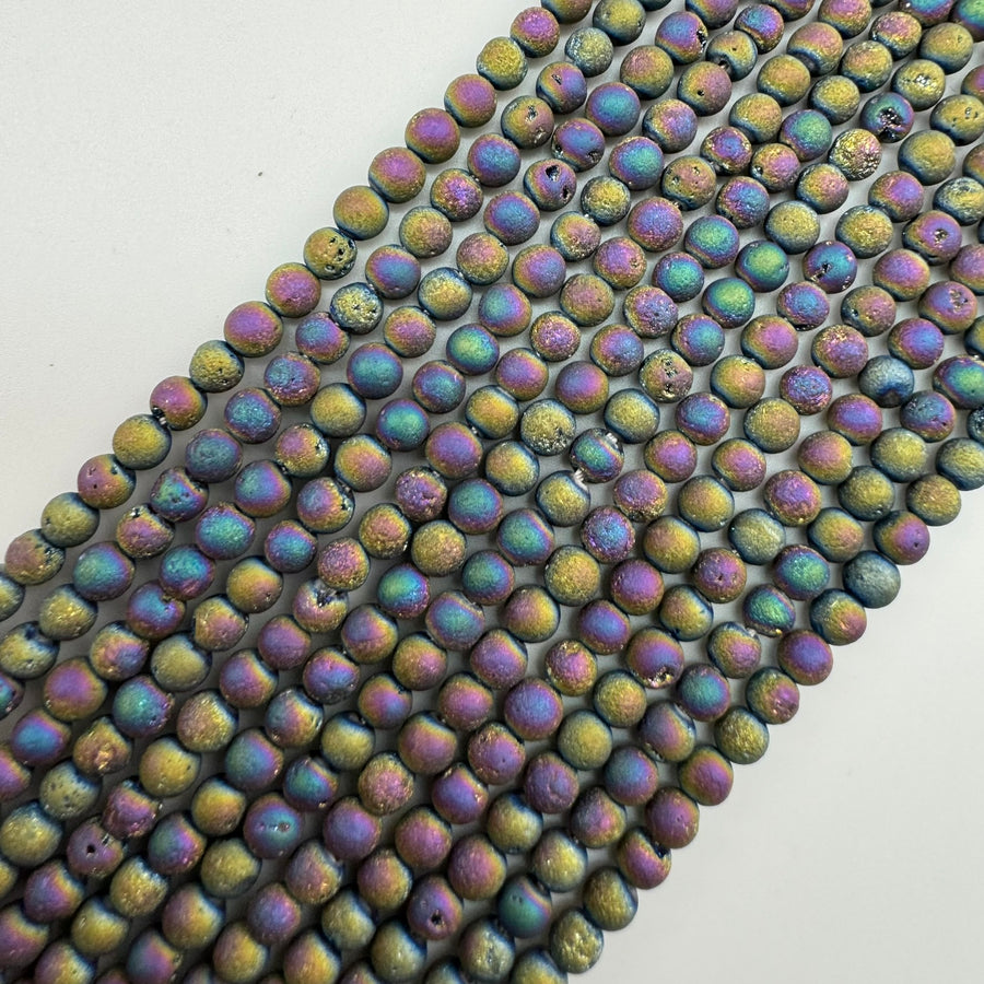 Rainbow Titanium Plated Aura Druzy Quartz Beads image 0