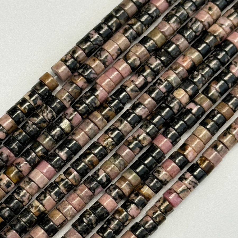 Rhodonite Dendritic Heishi Beads image 0