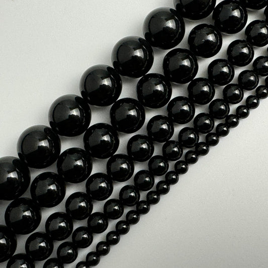 Black Spinel Polished Round Beads