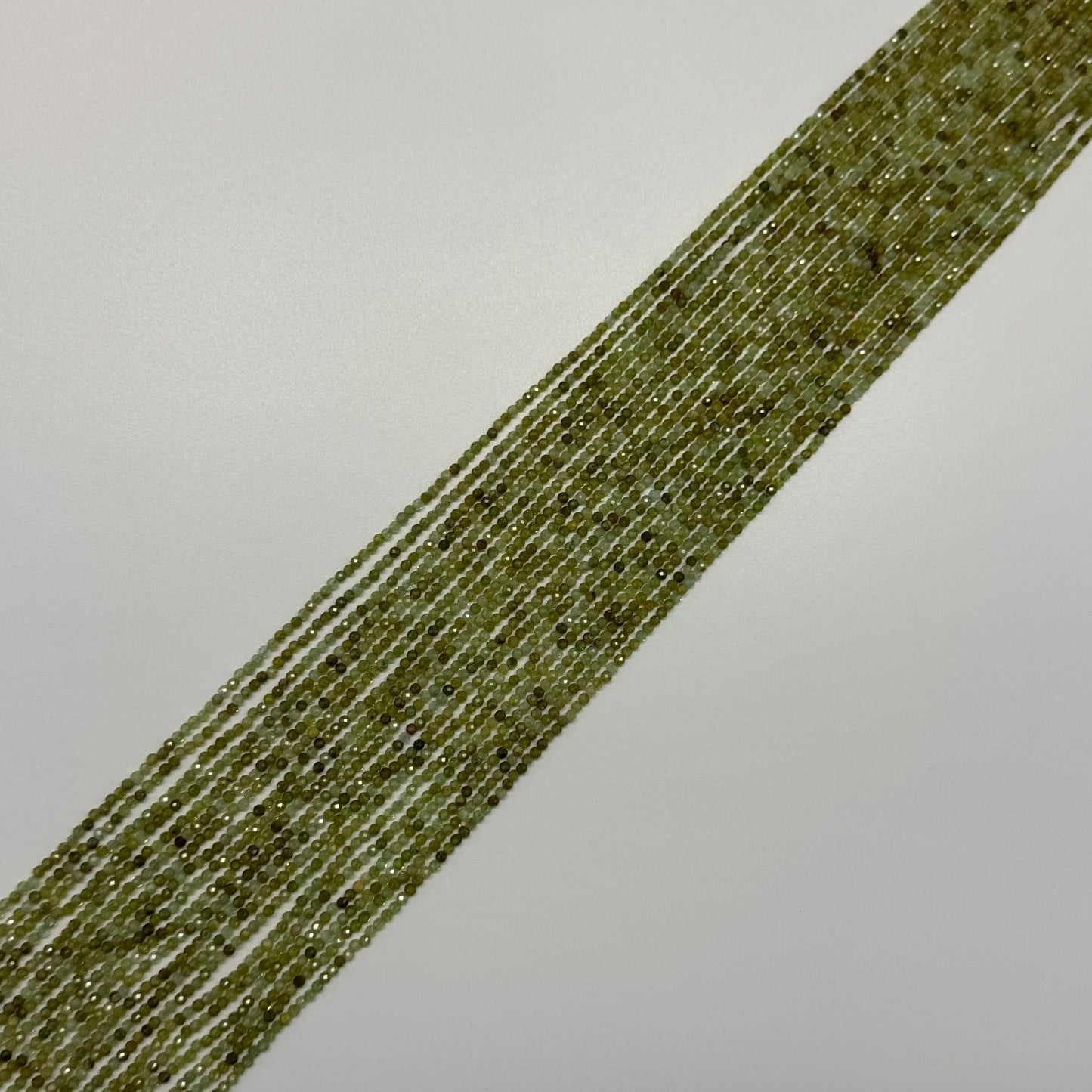 Faceted Green Garnet Beads - Round Shape