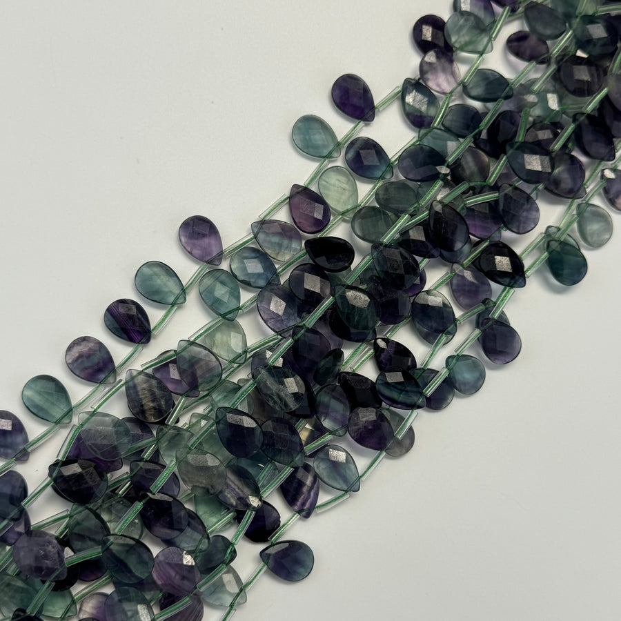 Rainbow Fluorite Faceted Pear Shape Beads image 0