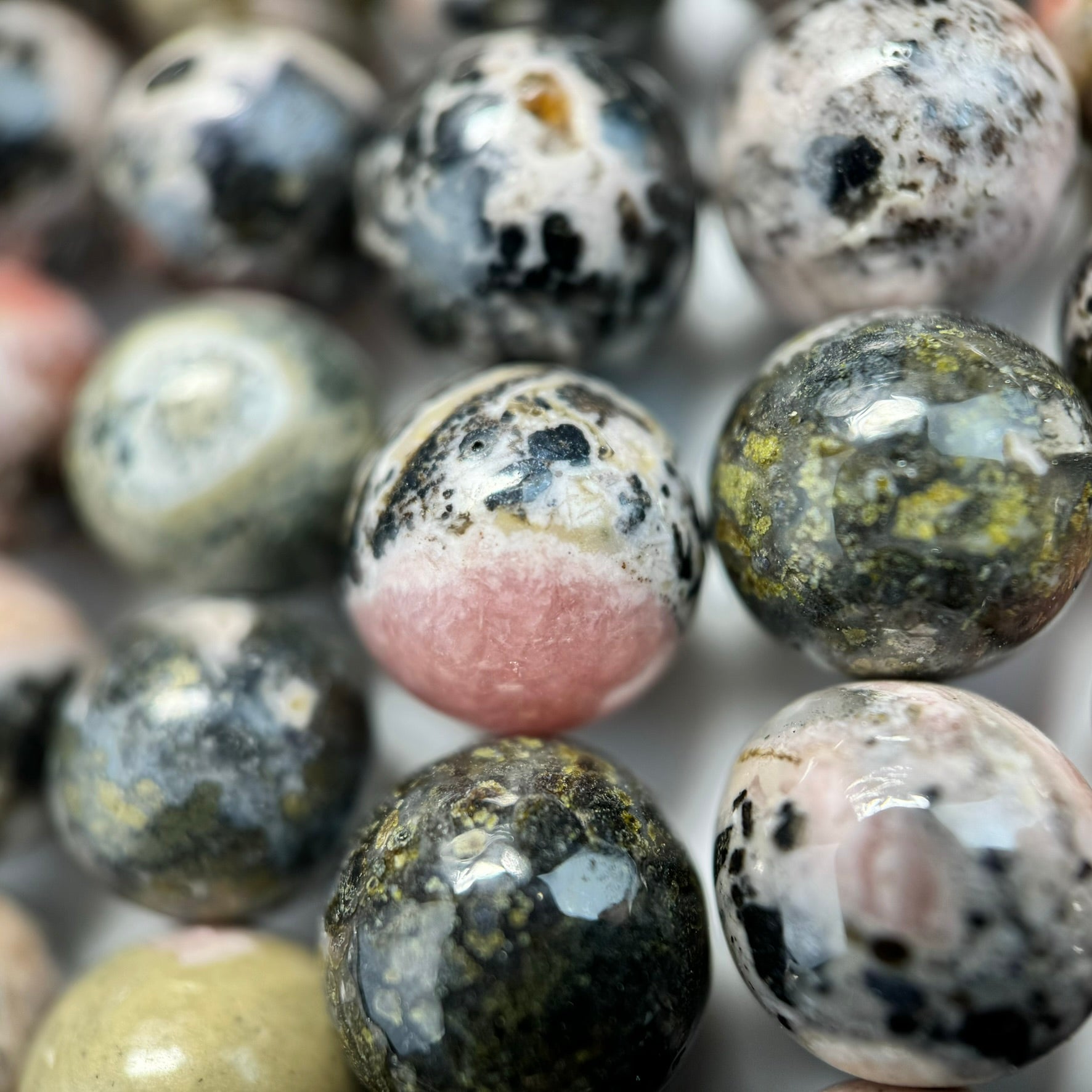Dendritic Rhodochrosite Polished Round Beads image 4