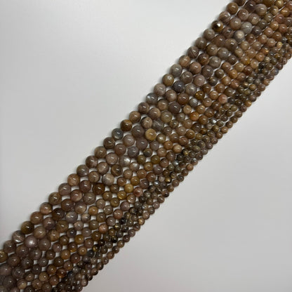 Sunstone & Moonstone Chocolate Polished Round Beads - (AA Quality)