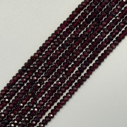Rhodolite Garnet Beads - Faceted Garnet Beads - Rondelle Shape