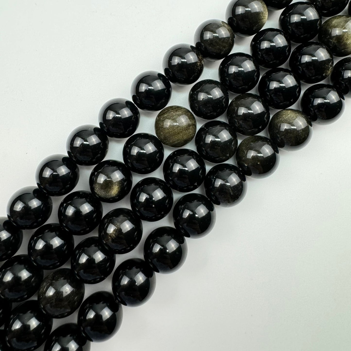 Gold Sheen Obsidian Polished  Round Beads image 2