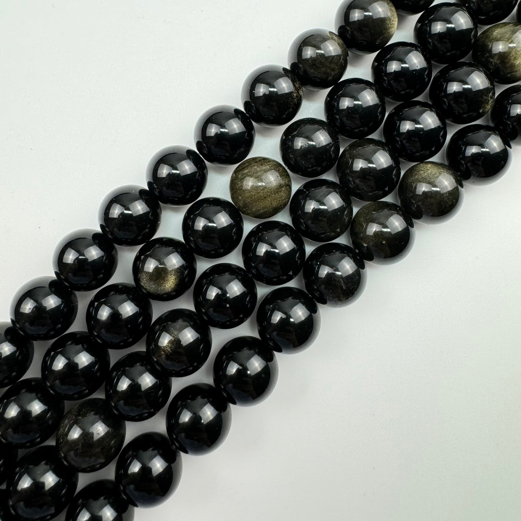 Gold Sheen Obsidian Polished  Round Beads image 2