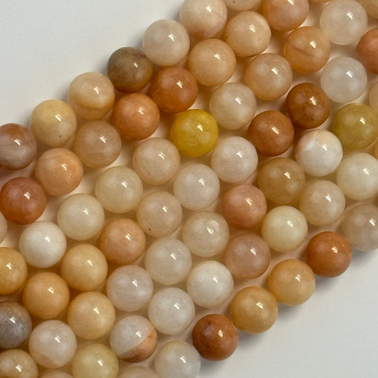 Peach Aventurine Quartz Polished Round Beads image 0