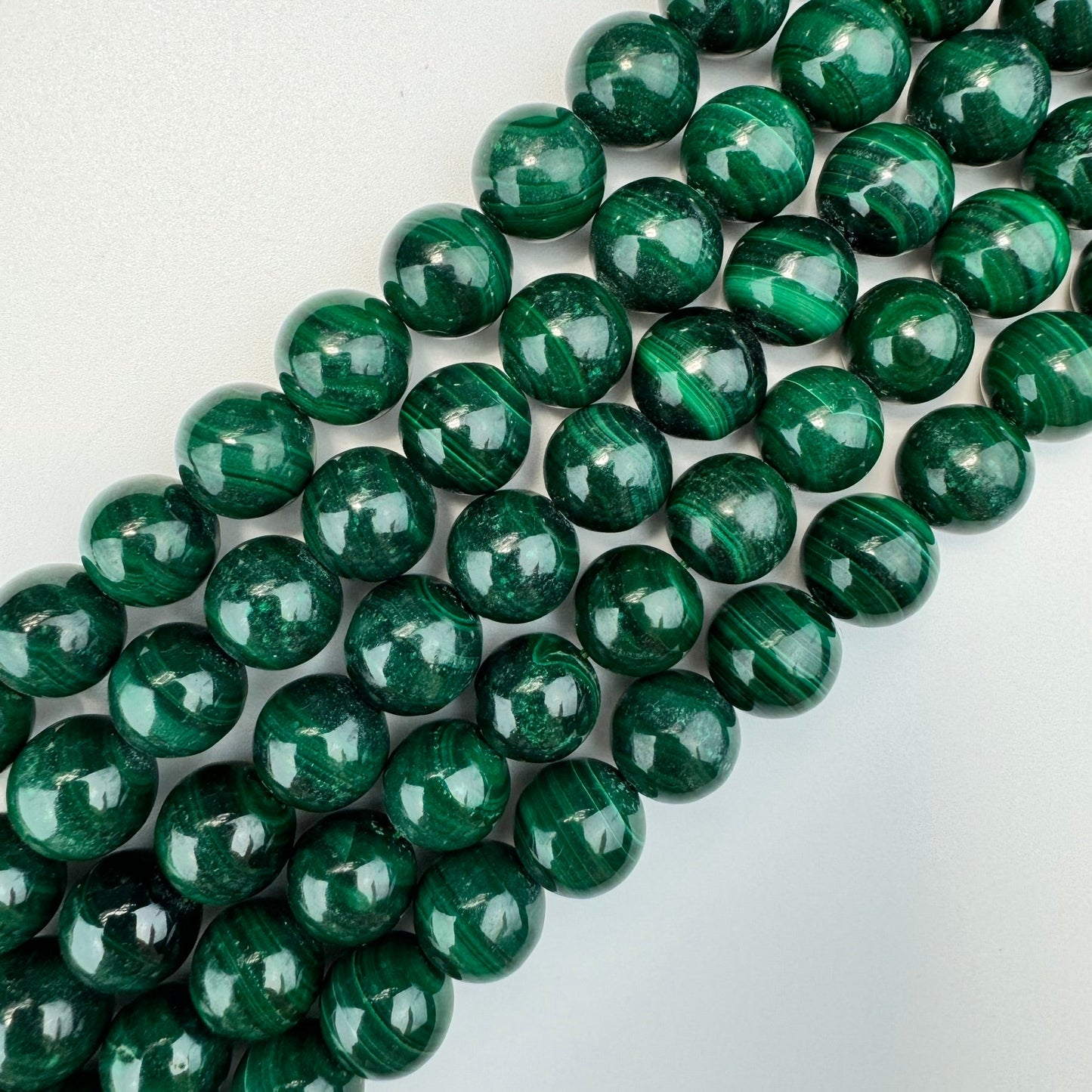Malachite Polished Round Beads  A-AA-AAA Quality image 12