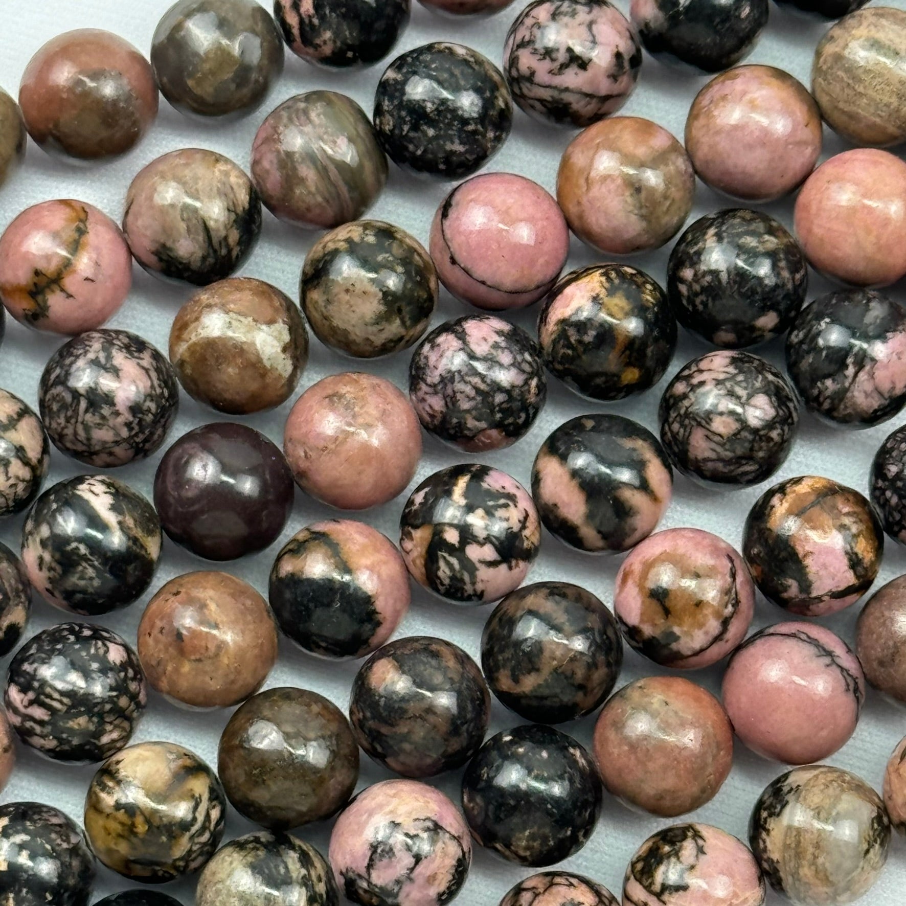 Dendritic Rhodonite Polished Round Beads image 6