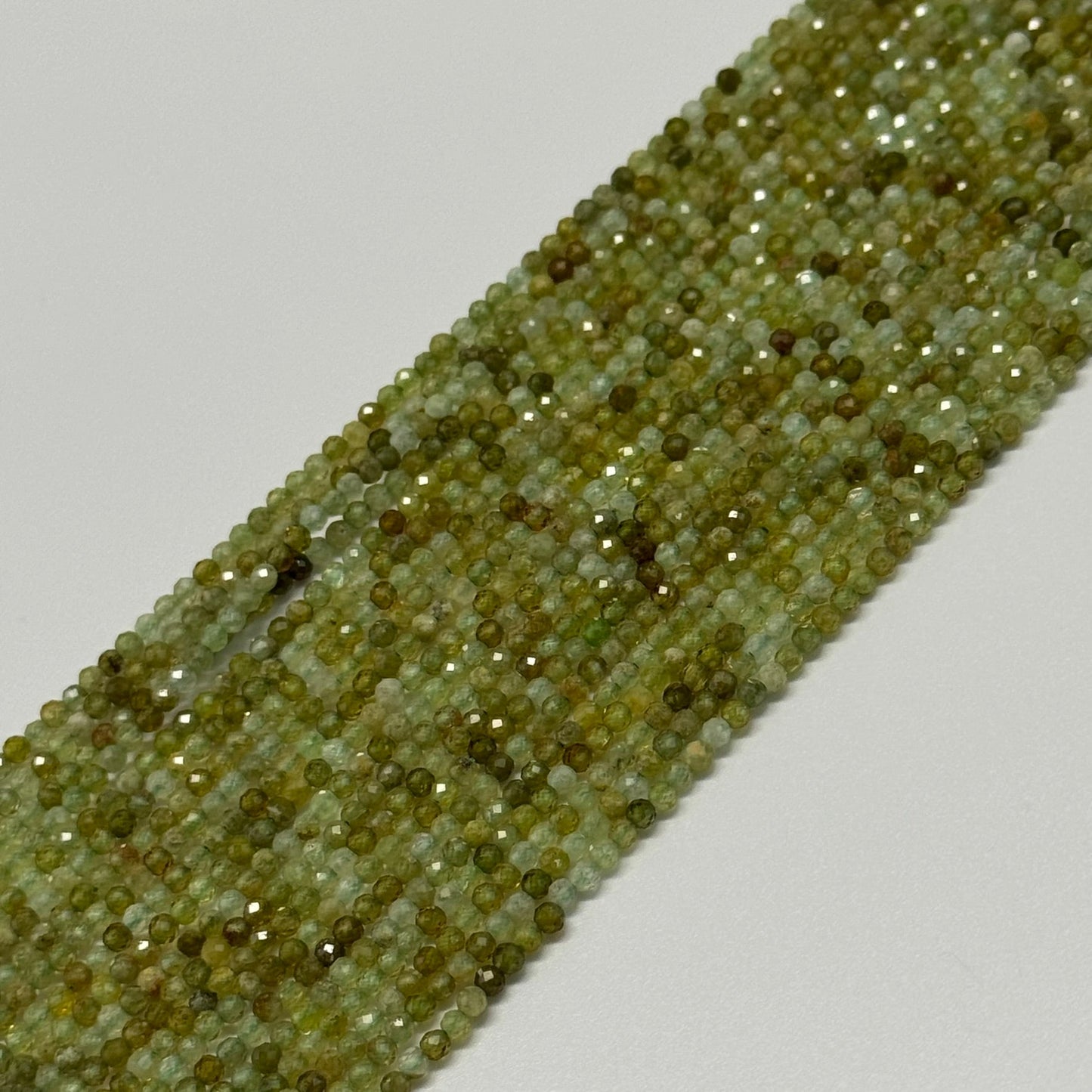 Faceted Green Garnet Beads - Round Shape