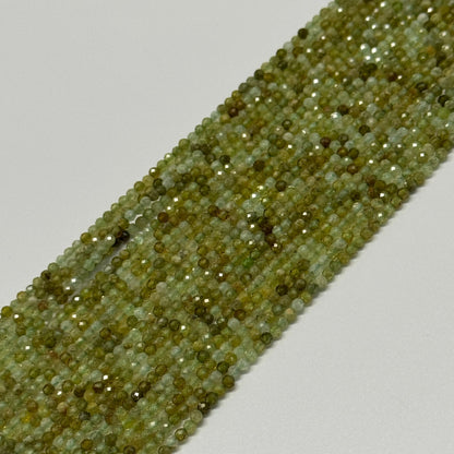 Faceted Green Garnet Beads - Round Shape