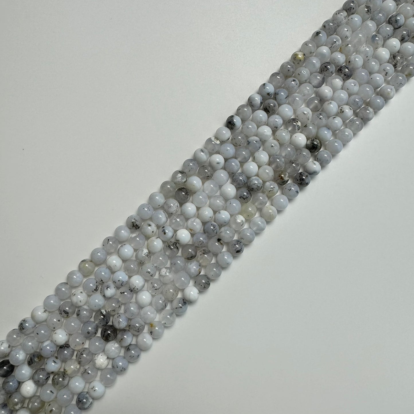 Dendritic White Chalcedony Polished Round Beads image 4