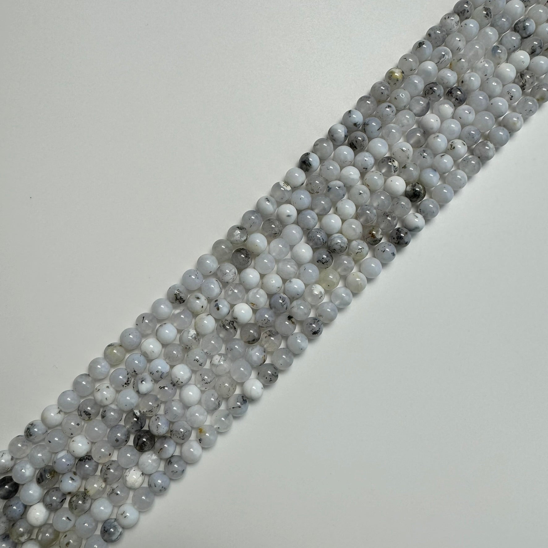 Dendritic White Chalcedony Polished Round Beads image 4