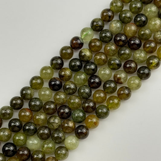 Green Garnet Polished Round Beads image 0