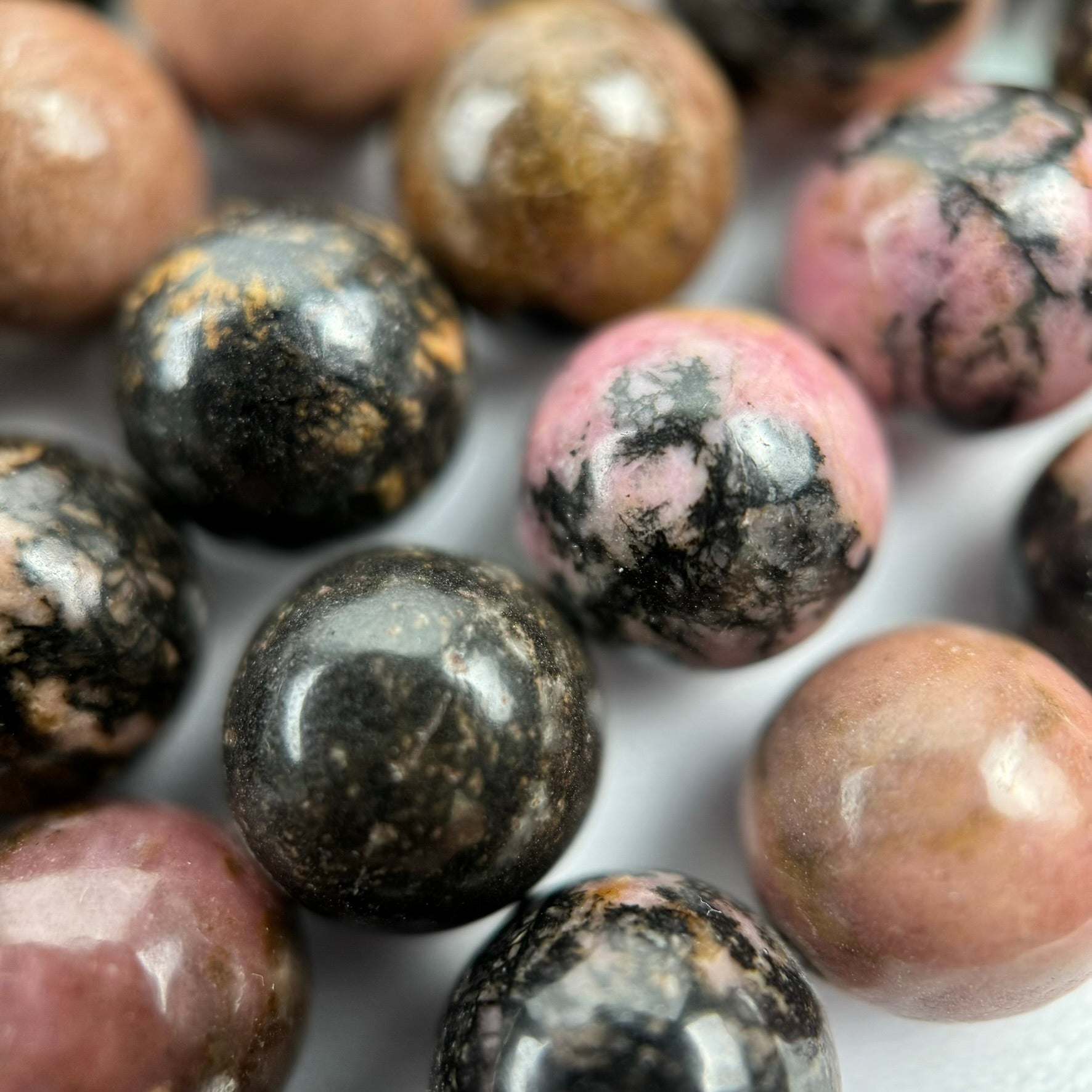 Dendritic Rhodonite Polished Round Beads image 3