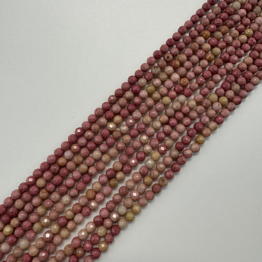 Rhodonite Faceted Round Beads - (A Quality)