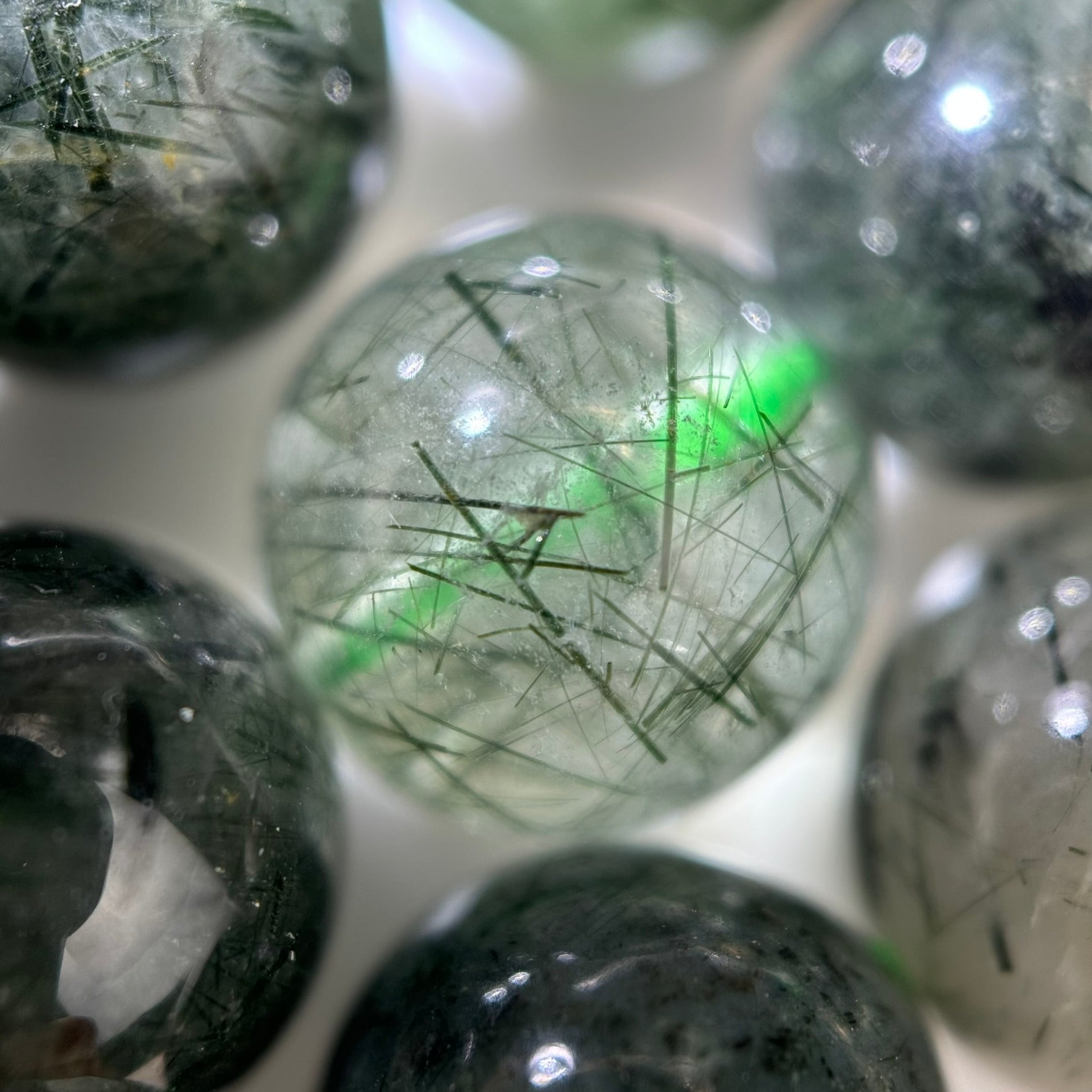 Green Rutilated Quartz Polish Round Beads image 6