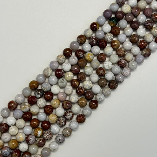 Jasper Pink Mexican Ocean Polished Round Beads (AAA Quality)