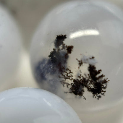 White Chalcedony Dendritic Beads - Polished Round