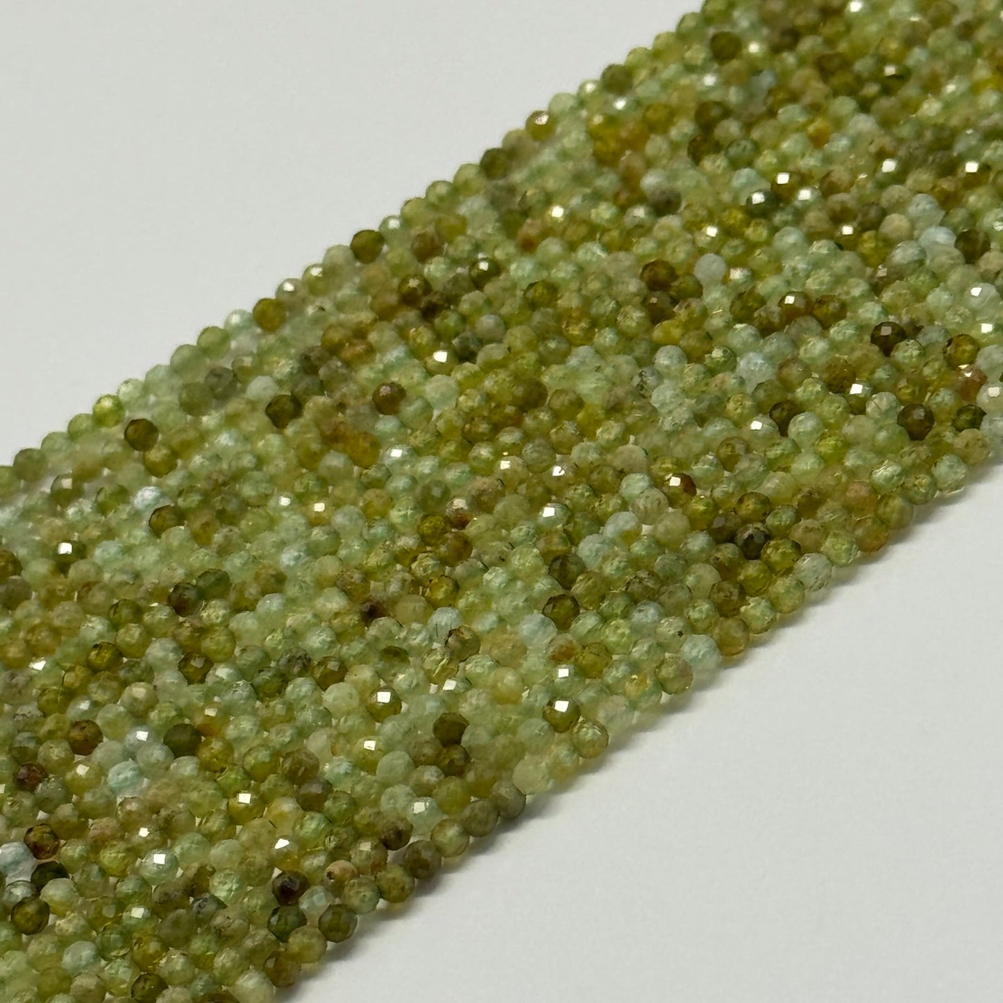 Faceted Green Garnet Beads - Round Shape