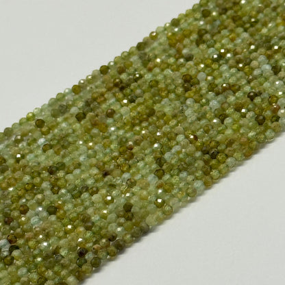 Faceted Green Garnet Beads - Round Shape