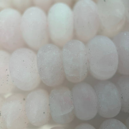 Rose Quartz Frosted Rondelle Beads image 2