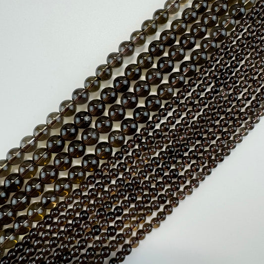 Smoky Quartz Polished  Round Beads