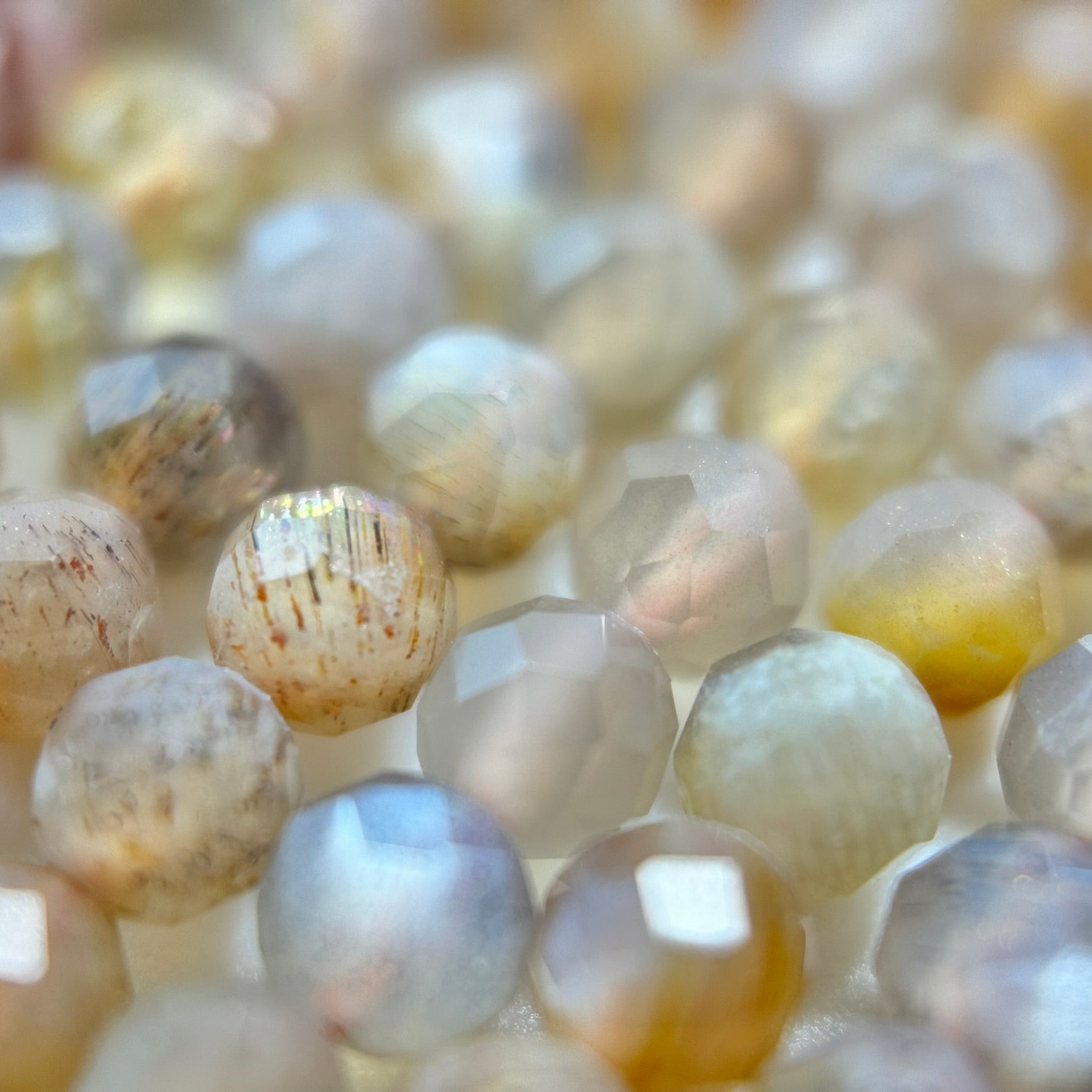 Moonstone Sunstone Faceted Round Beads image 6