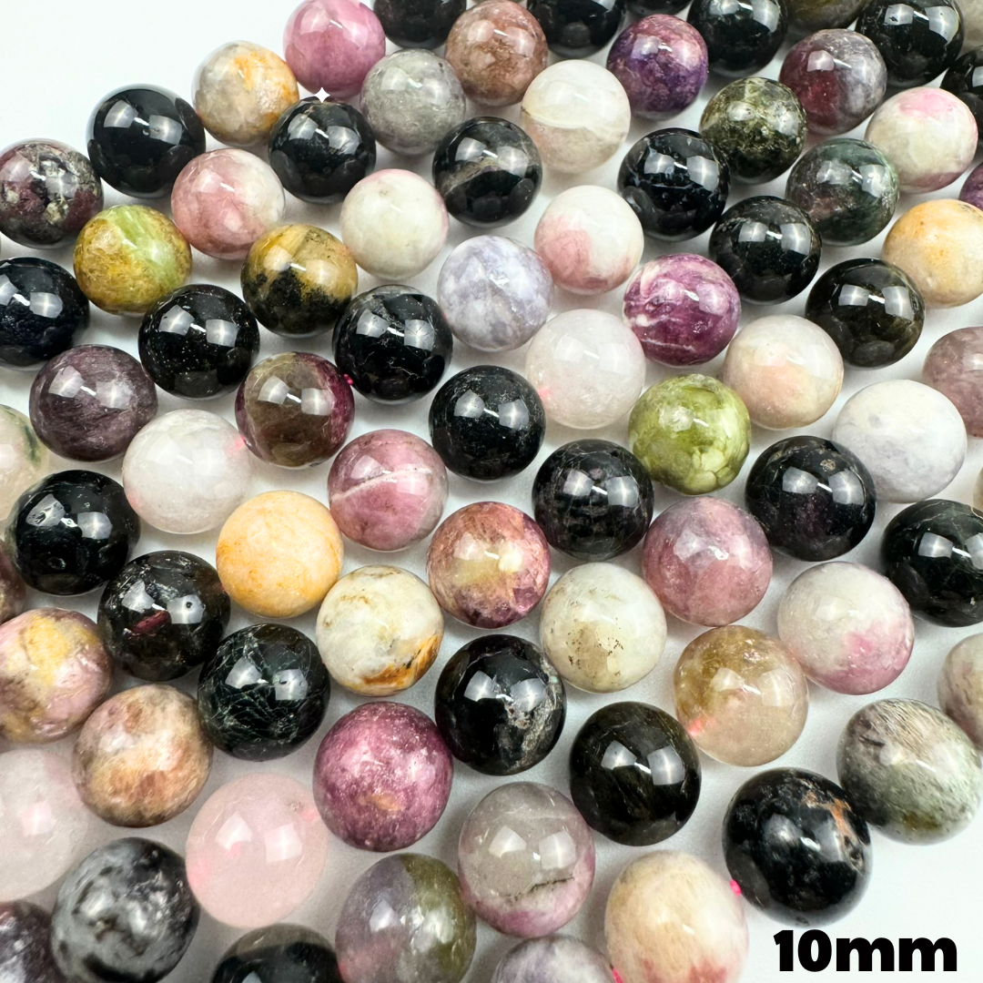 Multi-Coloured Tourmaline Polished Round Beads image 13