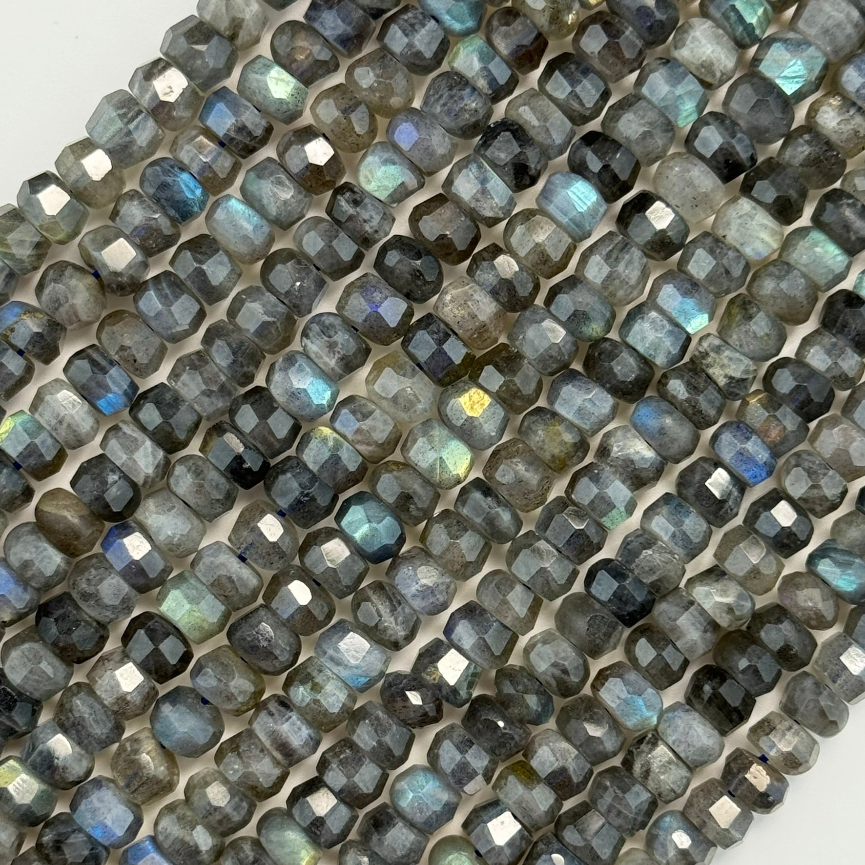 Labradorite Single Cut Faceted Rondelle Beads (High Quality) image 4