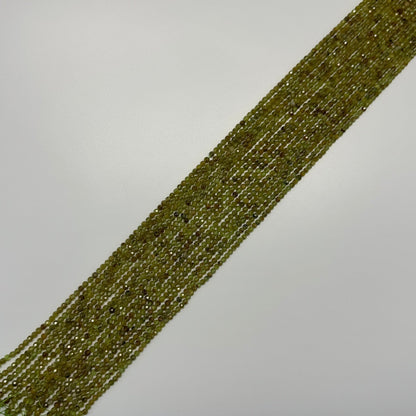 Faceted Green Garnet Beads - Round Shape