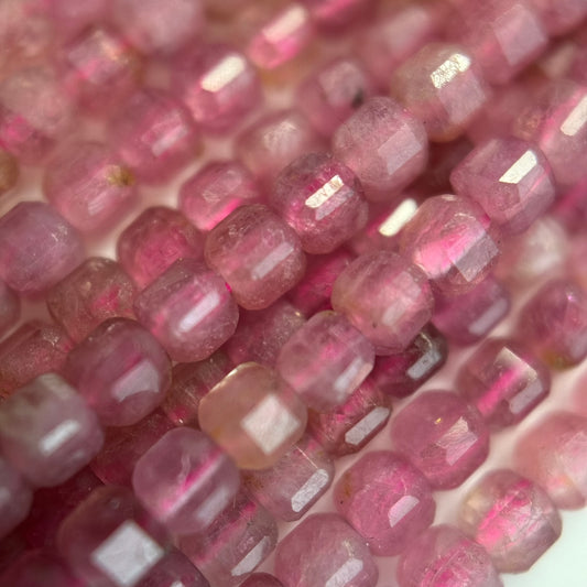 Pink Tourmaline Square Beads – Unique October Birthstone Gemstone