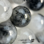 Black Tourmalinated Quartz Polished Round Beads image 5