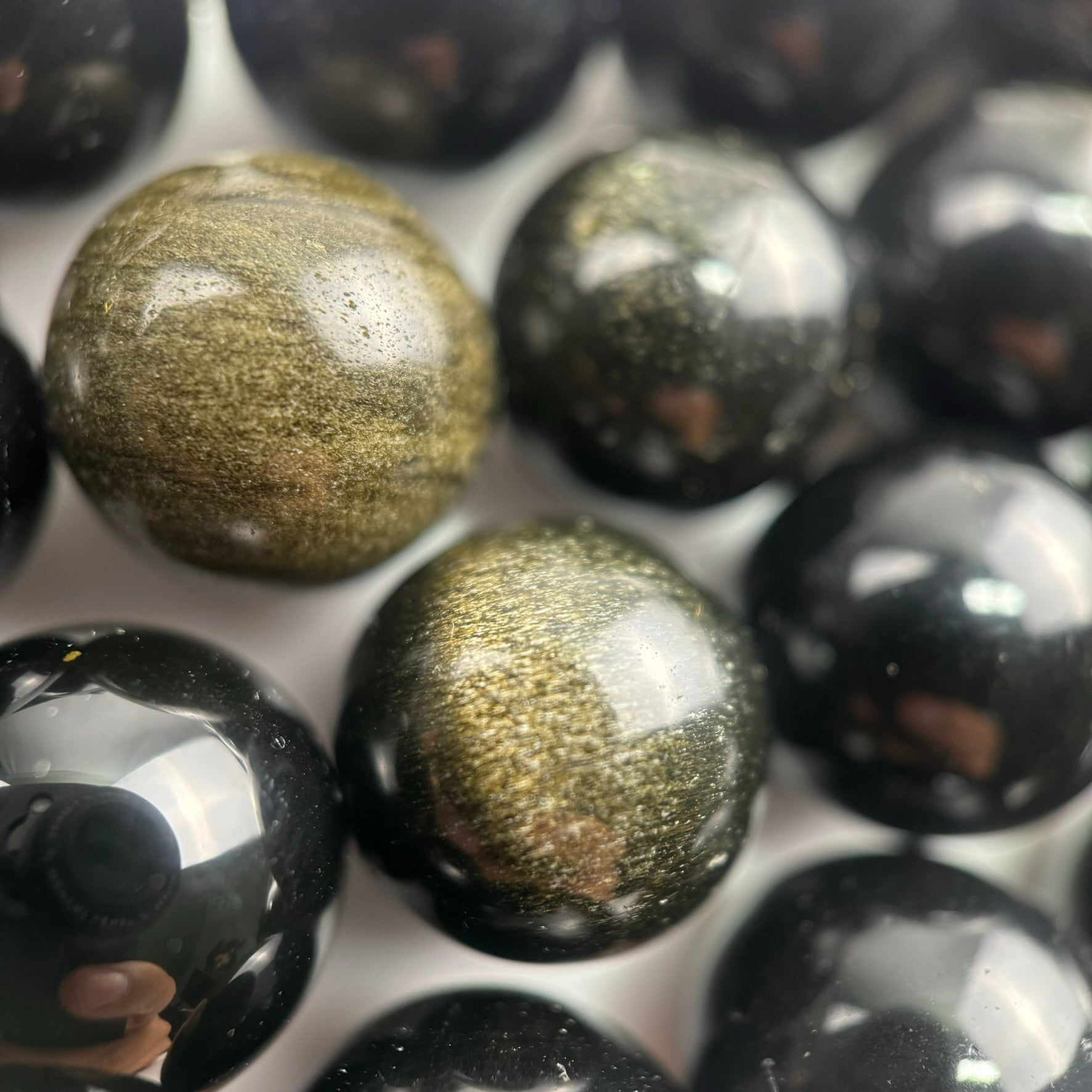 Gold Sheen Obsidian Polished  Round Beads image 1
