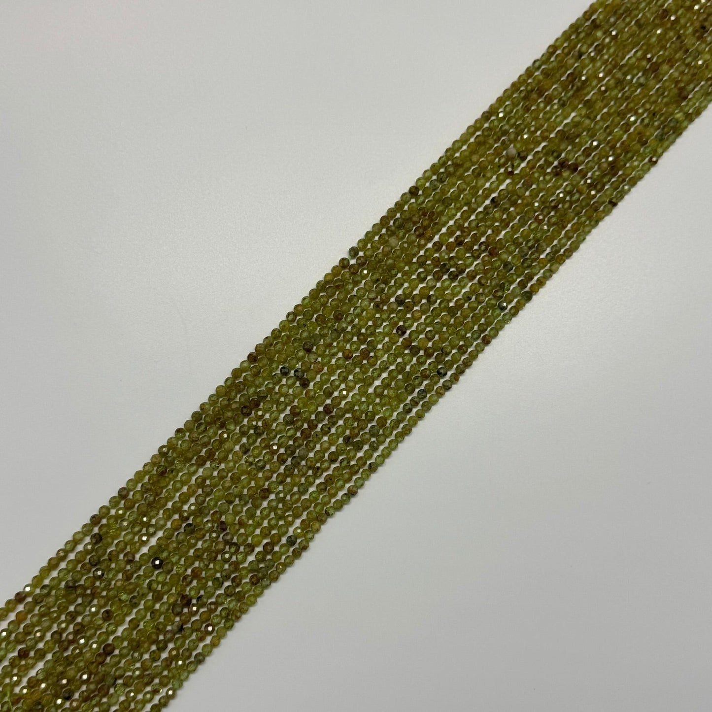 Faceted Green Garnet Beads - Round Shape