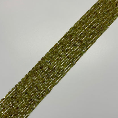 Faceted Green Garnet Beads - Round Shape