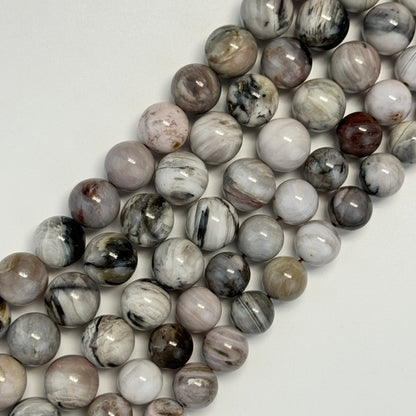 White Petrified Wood Polished Round Beads image 3