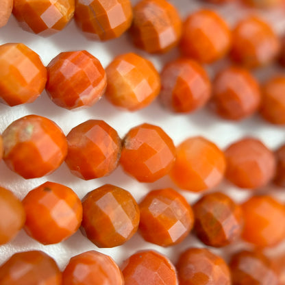 Carnelian Beads -  Faceted Round