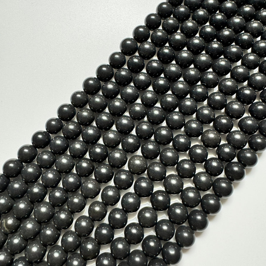 Black Mica Polished Round Beads image 0