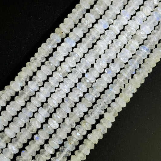 Moonstone Faceted Rondelle Beads - (AA Quality)