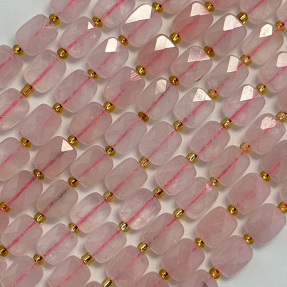 Rose Quartz Rectangular Faceted Cushion Cut 10xÂ8 mm Beads image 4